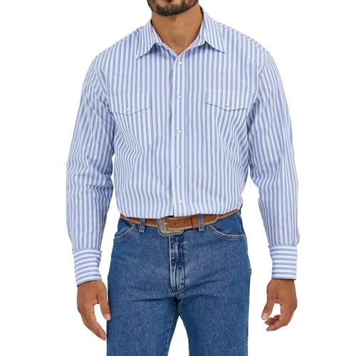 Wrangler Mens Blue/Red Wrinkle Resist