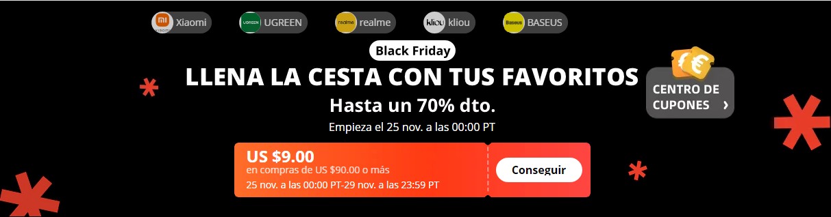 CUPONES PARA EL BLACK FRIDAY EN ALIEXPRESS