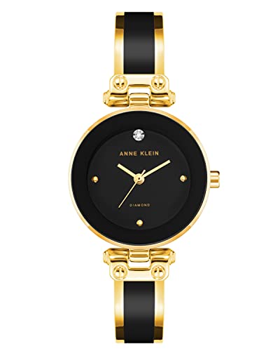 ELEVATE TU ESTILO CON ELEGANCIA ATEMPORAL: Descubre el RELOJ ANNE KLEIN con DIAMANTES AUTÉNTICOS que combina lujo y funcionalidad en un diseño NEGRO/DORADO para ocasiones especiales