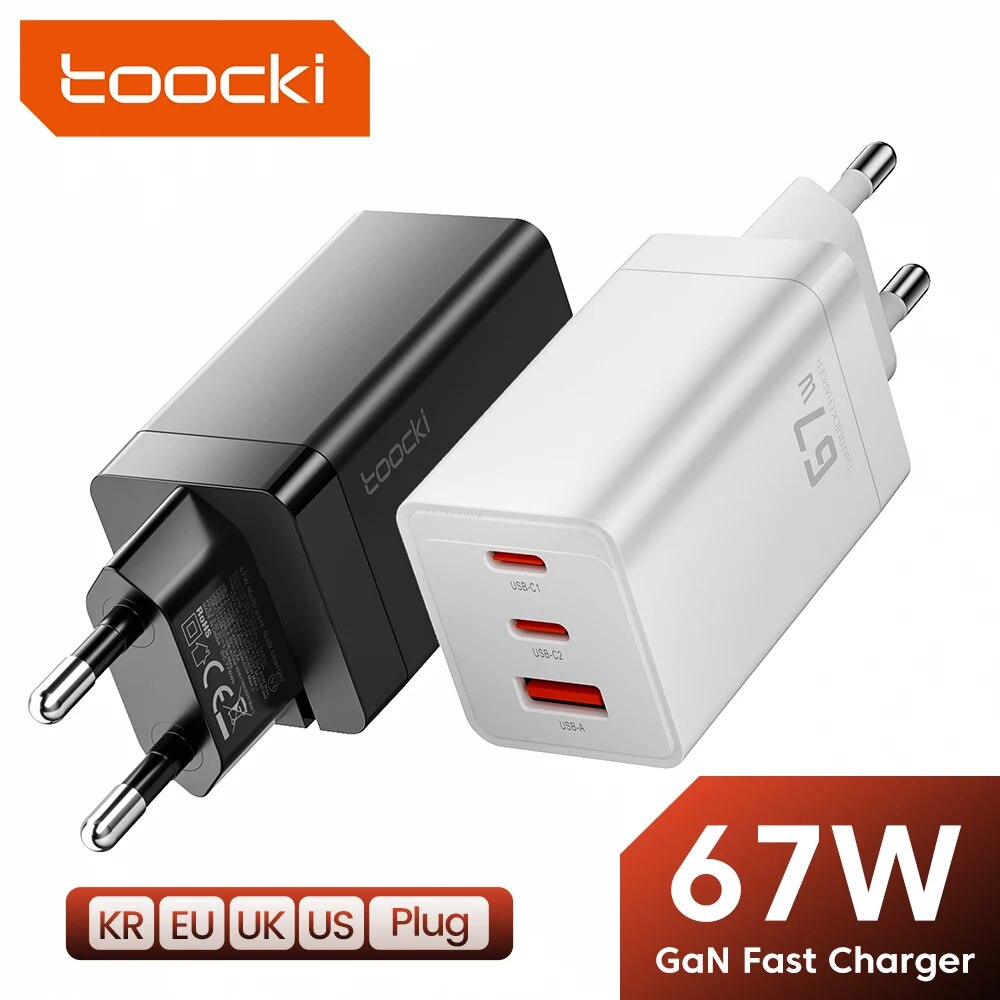 Carga ultrarrápida donde vayas: El cargador TOOCKI 67W GaN revoluciona tu experiencia con tecnología PD 3.0 - Compatible con IPHONE 15 PRO y MACBOOK AIR M2.