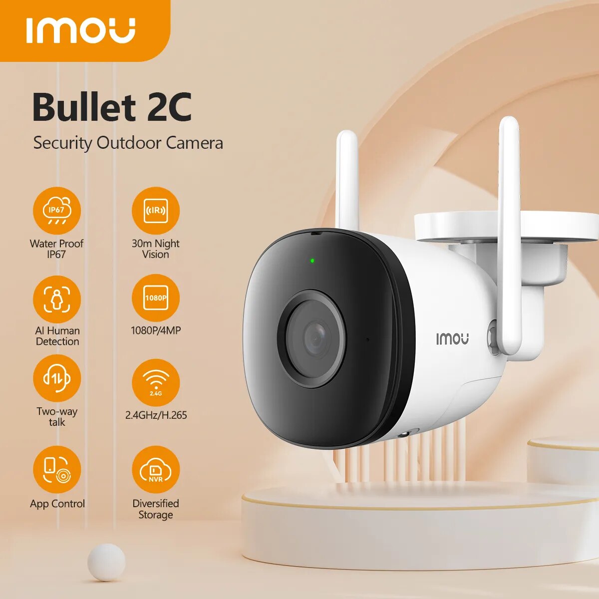 Cámara IMOU Wifi Bullet 2C: Seguridad Inteligente
