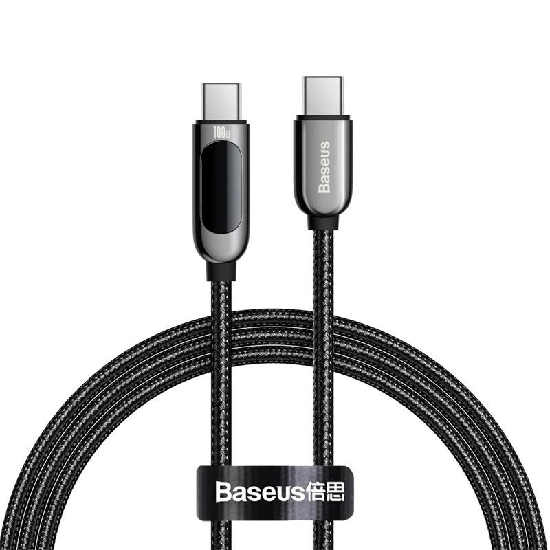 Revolutiona tu carga diaria con este cable inteligente: Baseus integra un display LED que monitorea en tiempo real el proceso de carga del BASEUS 100W PD CABLE, garantizando eficiencia y seguridad para tus dispositivos.