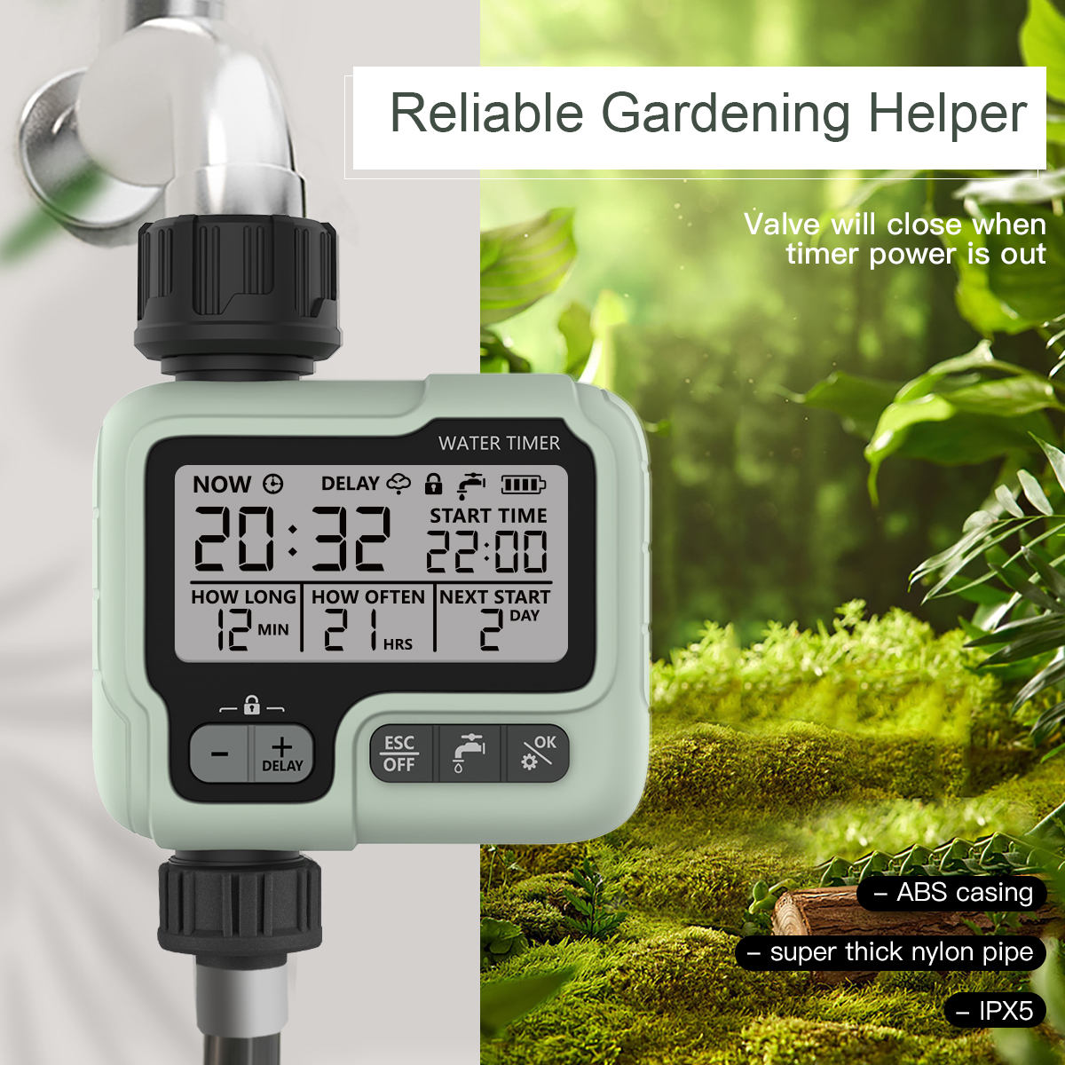 Ahorra hasta 50% en tu factura de agua con el TEMPORIZADOR AUTOMÁTICO HCT-322: riego inteligente que se adapta a tus plantas y horarios