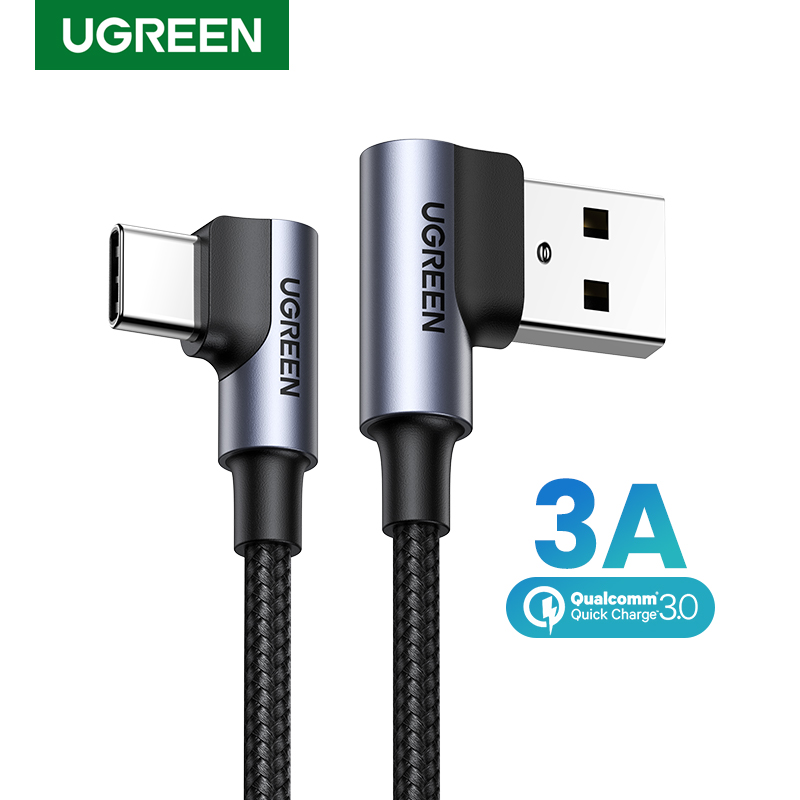 Carga rápida sin obstáculos: Descubre el CABLE UGREEN NYLON USB-C 90° que revoluciona tu experiencia con XIAOMI MI 8 y SAMSUNG GALAXY S9 PLUS, la solución ergonómica que necesitas.