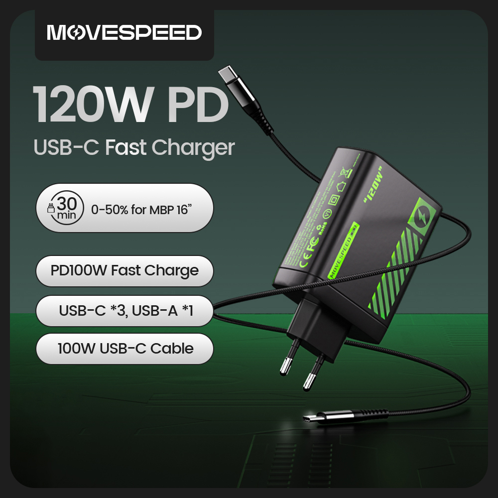 Cargador MOVESPEED 120W: Potencia y Velocidad en tus Manos