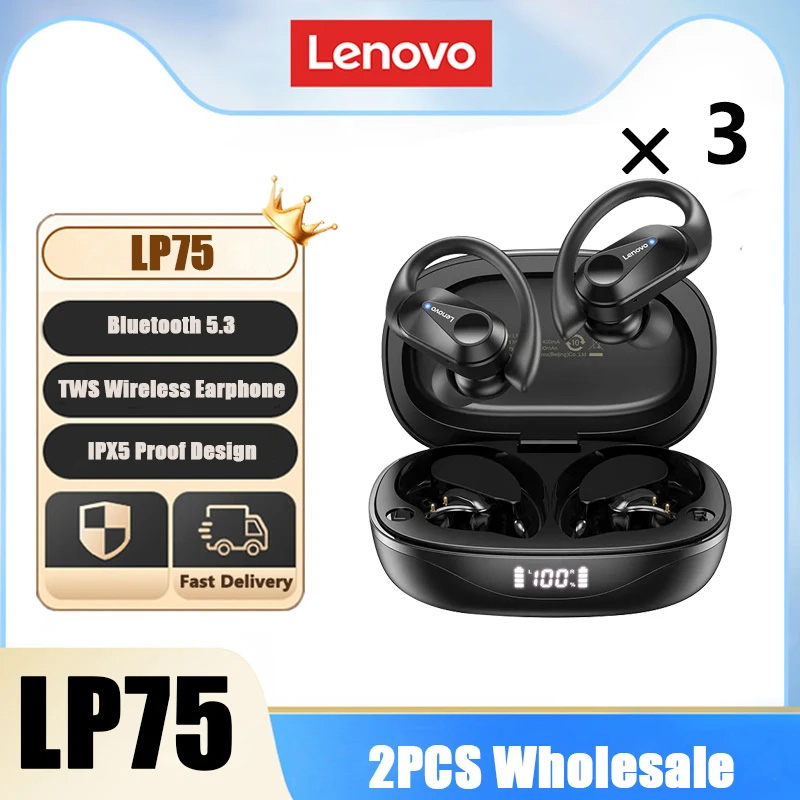 Lenovo LP75 TWS: Auriculares Deportivos Impermeables