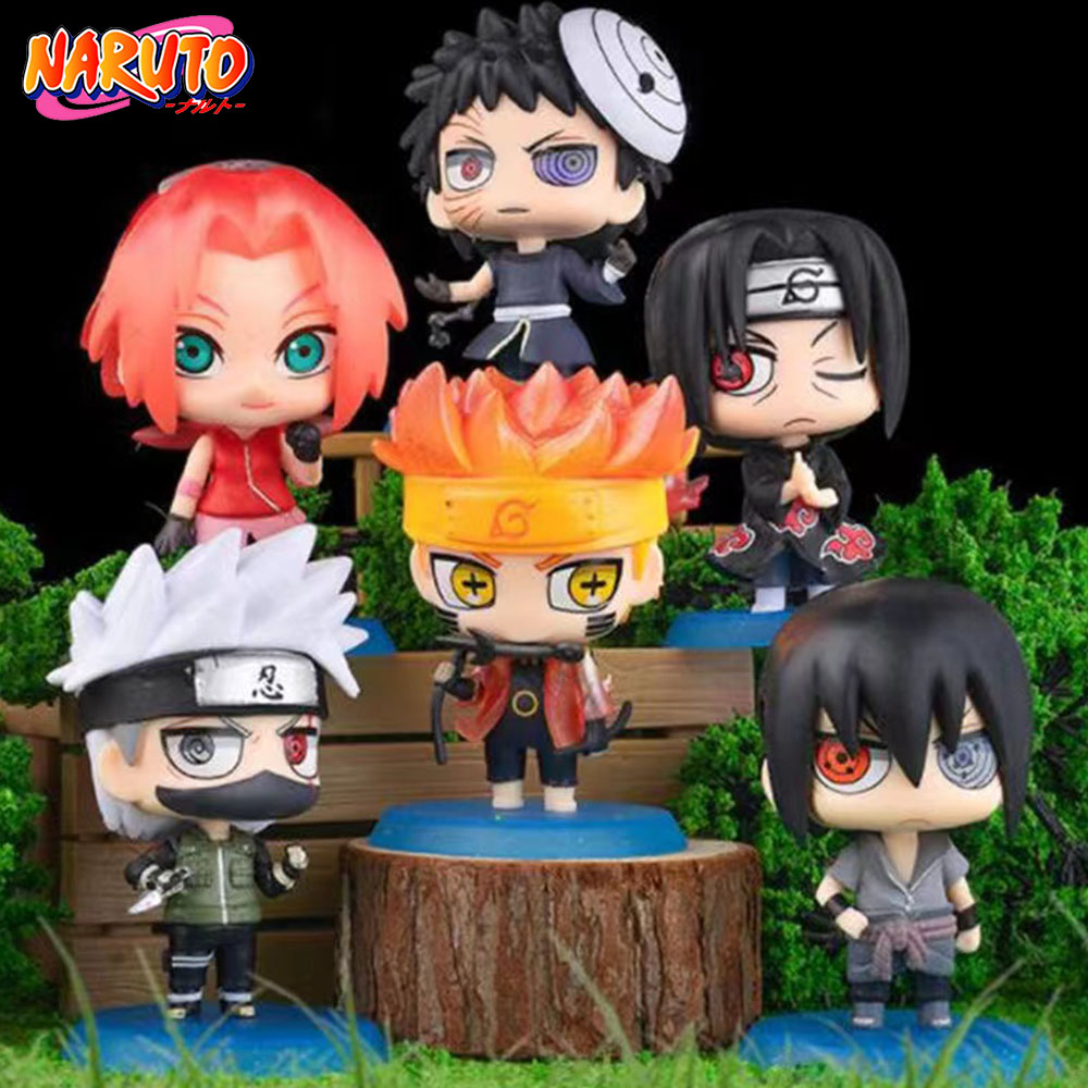 Revive tus batallas favoritas con este set de figuras NARUTO SHIPPUDEN: Colección exclusiva de 6 personajes en adorable estilo Q para fans y coleccionistas.