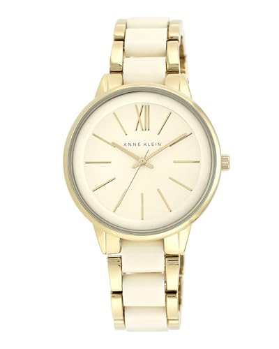 Elegancia que resiste el paso del tiempo: el reloj ANNE KLEIN en resina marfil con detalles dorados es tu compañero ideal para el día a día, ahora con un descuento imperdible para mujeres con estilo.