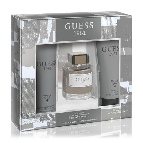 Fragancia duradera que te acompañará todo el día: el set GUESS 1981 combina colonia, spray corporal y gel de ducha en una oferta completa para hombres que buscan frescura sin complicaciones.