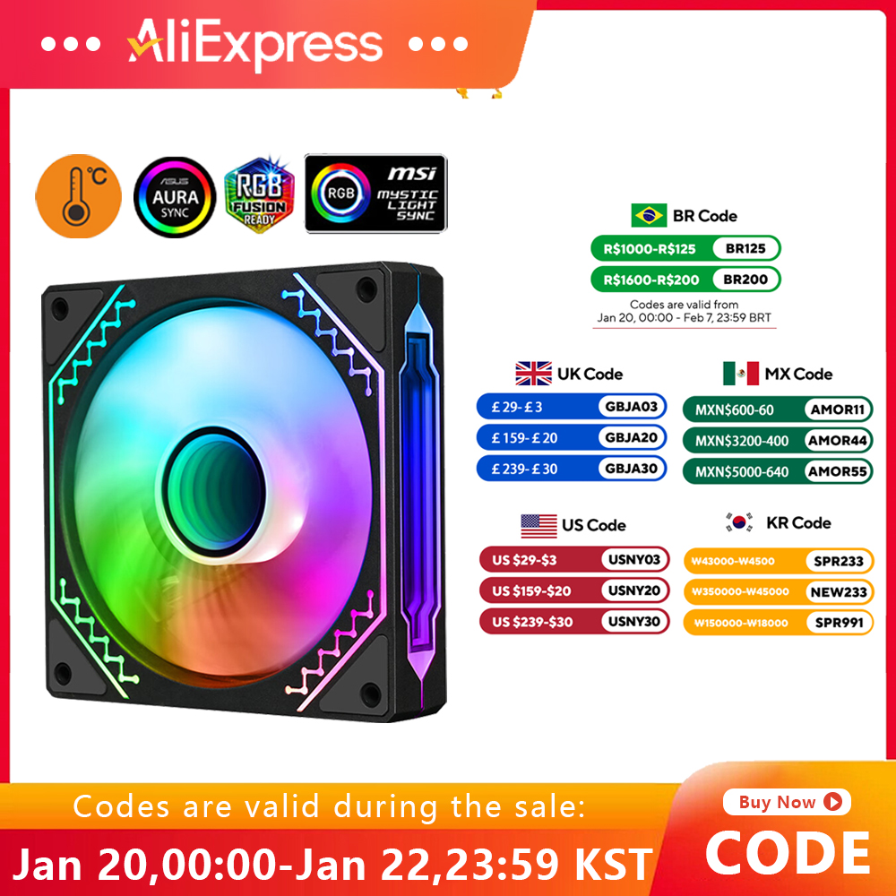 Aigo Air12s: Ventilador de PC de 12cm con Efecto de Luz ARGB