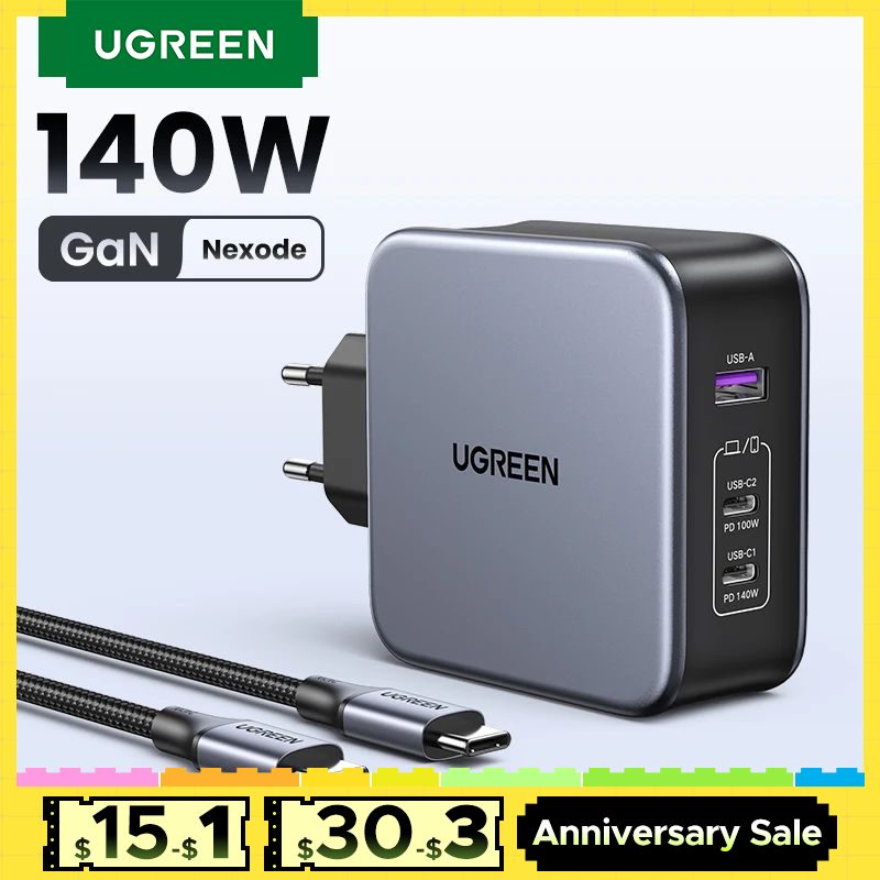 UGREEN 140W GaN: Cargador Rápido Ideal