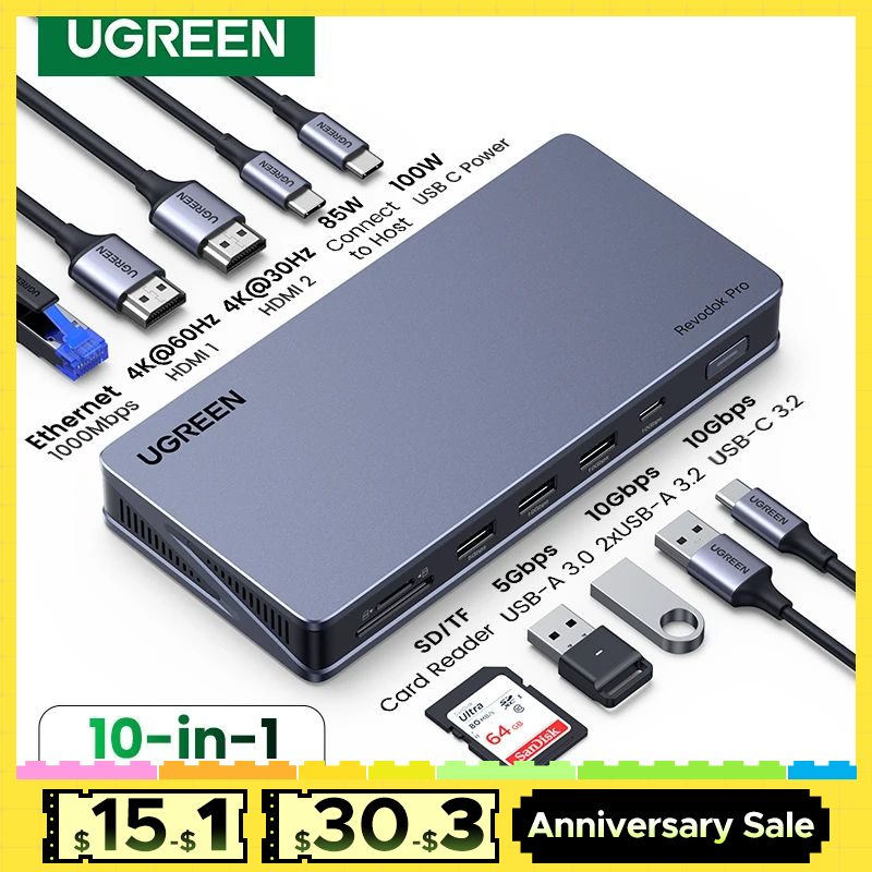 UGREEN Dual HDMI USB C HUB: Potencia y Versatilidad