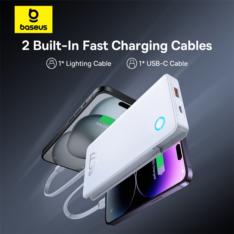Carga Ultra Rápida en Movimiento: Descubre cómo el BASEUS 10000MAH con Cable Integrado y 22.5W revoluciona tu día con energía portátil sin límites