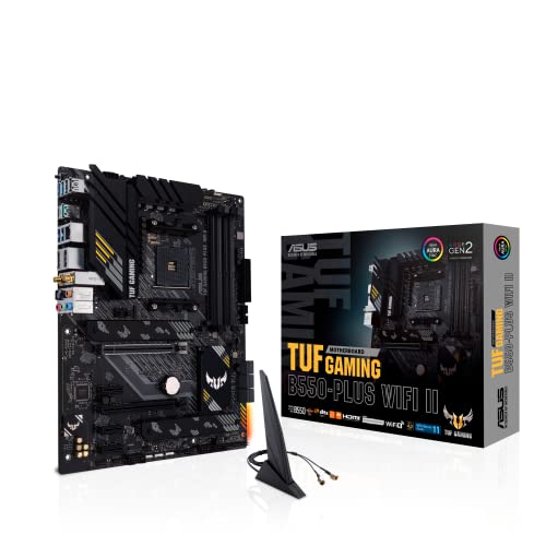 Tu PC alcanza la máxima potencia y conectividad con la ASUS TUF GAMING B550-PLUS WIFI II: PCIe 4.0, WiFi 6 y RGB direccionable en una placa diseñada para durar.