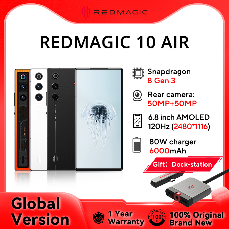 Disfruta de una experiencia móvil sin límites durante días: el REDMAGIC 10 AIR con Snapdragon 8 Gen 3 y pantalla AMOLED de 120Hz redefine el poder en tus manos para gamers y exigentes.