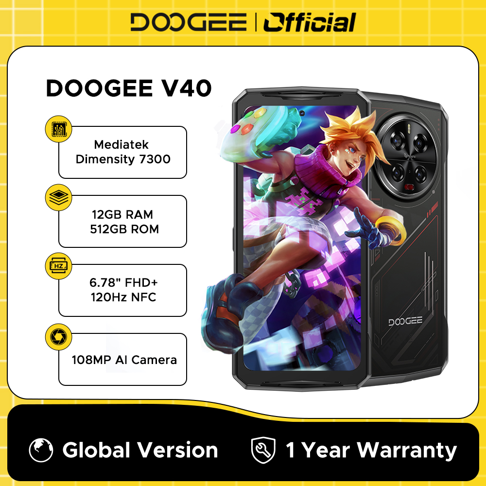 Descubre el poder de la resistencia con el DOOGEE V40 5G: Robusto, veloz y con autonomía extrema - Pantalla 120Hz, cámara 108MP y 12GB RAM lo convierten en el smartphone todoterreno definitivo
