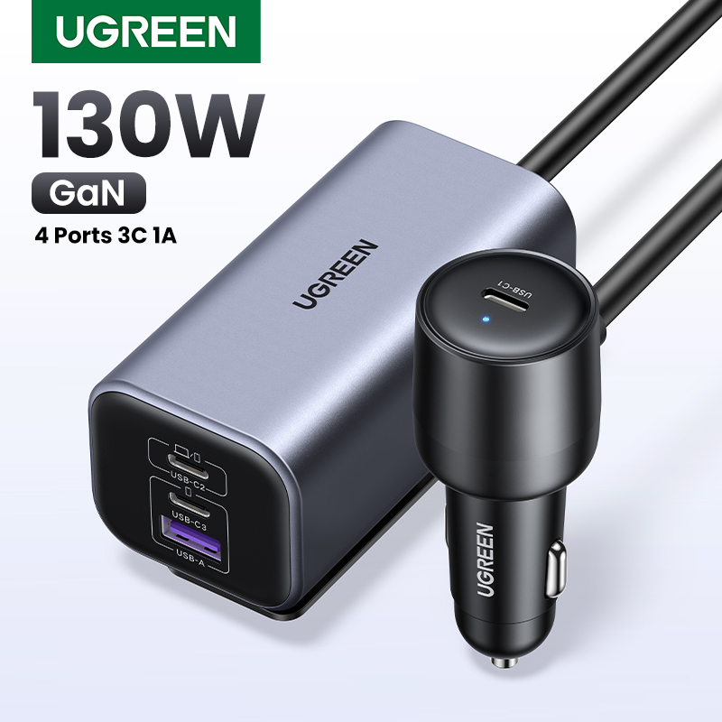 Cargador de auto 130W: potencia y puertos para todos tus dispositivos
