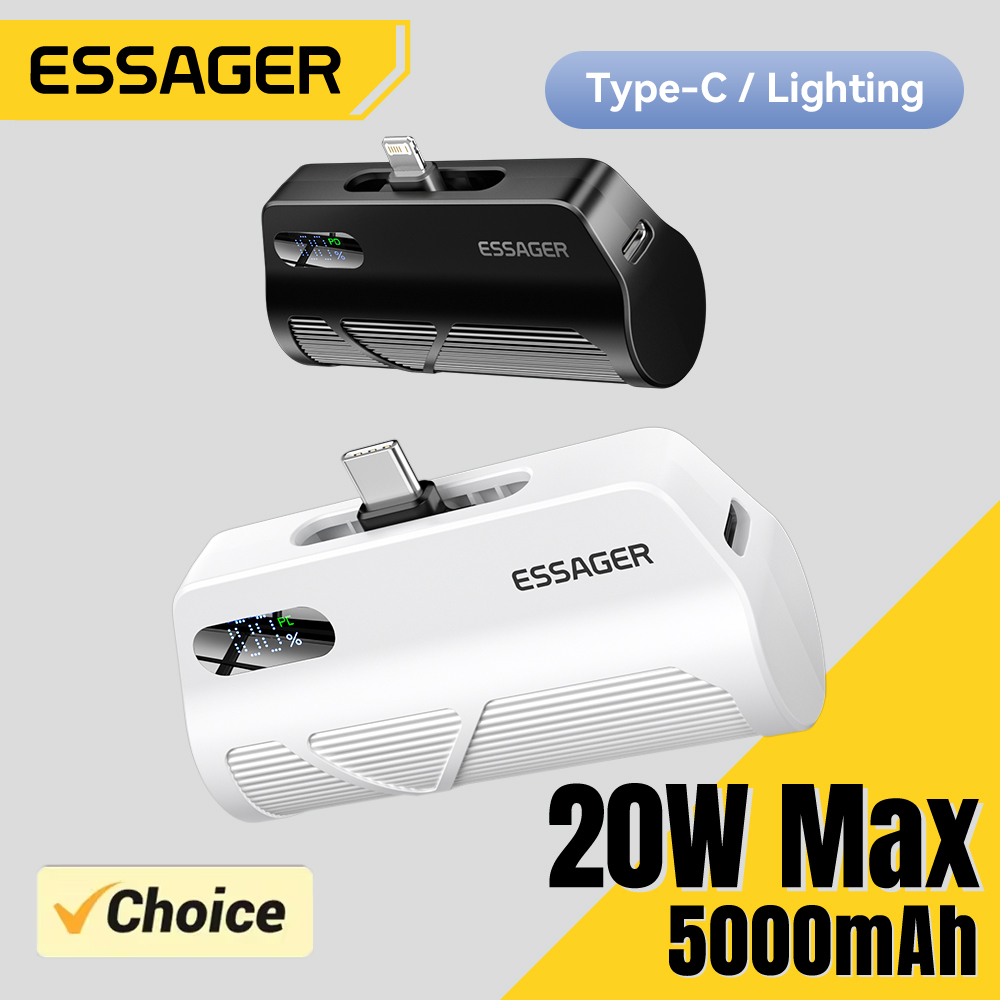 Recarga tu iPhone en minutos: El ESSAGER MINI POWER BANK 5000MAH ofrece carga rápida 20W con diseño portátil ideal para viajes - ¡No pierdas batería nunca más!