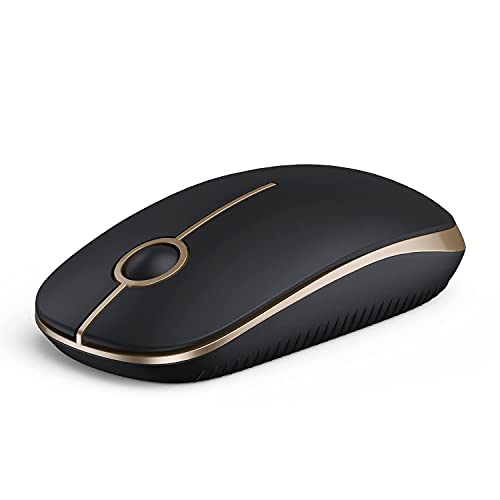 Olvídate de cables molestos: El MOUSE INALÁMBRICO VSSOPLOR combina elegancia y precisión extrema - Sensor óptico silencioso y diseño ultraportátil en negro/dorado ideal para teletrabajo