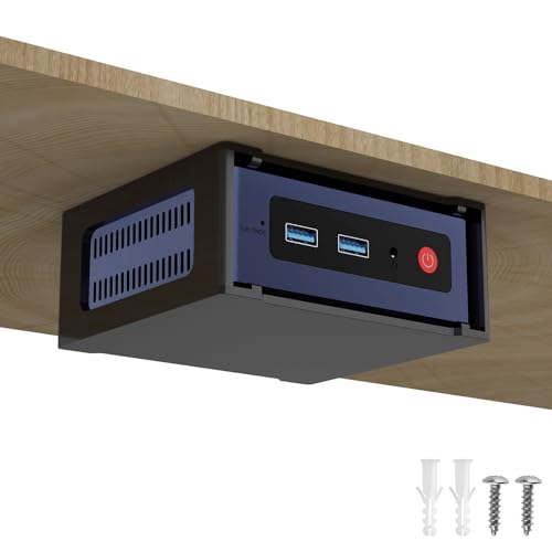 Maximiza el espacio y protege tu MINI PC BEELINK S12 PRO: Soporte versátil de CaSZLUTION que se adapta a pared o escritorio con elegante diseño acrílico negro.