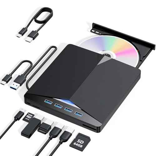 Transforma tu laptop en un centro multimedia completo: Descubre la UNIDAD EXTERNA LECTORA DE CD/DVD 7 EN 1 con lector de tarjetas y puertos USB extra para máxima versatilidad