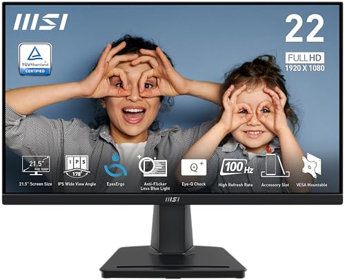 Eleva tu productividad y gaming con fluidez extrema: El monitor MSI PRO MP225 combina IPS FHD, 100Hz y sincronización adaptativa para una experiencia visual impecable, maximizando rendimiento en trabajo y entretenimiento sin sacrificar calidad.