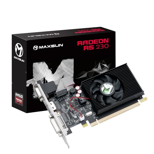 Potencia tus proyectos multimedia con esta gráfica accesible: La MAXSUN AMD R5 230 ofrece rendimiento estable en formato compacto - ideal para oficinas y HTPC