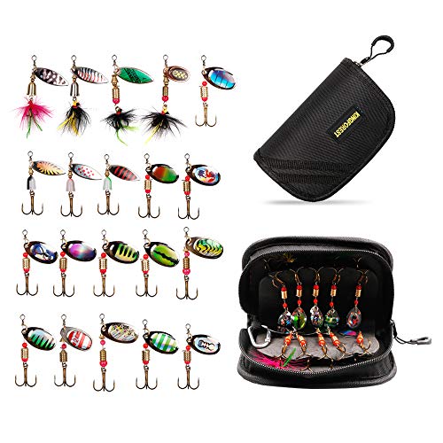 Revoluciona tu experiencia de pesca con señuelos profesionales: Descubre cómo el KINGFOREST SPINNERBAIT de 20 piezas maximiza tus capturas en agua dulce y salada
