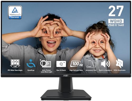 Potencia tu productividad sin fatiga visual: el MONITOR MSI PRO MP275Q combina WQHD IPS de 27" con tecnología eye-care y 100Hz para un rendimiento profesional sin igual