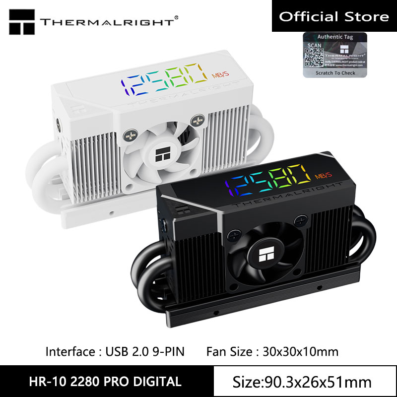 Refrigera tus juegos al máximo con pantalla integrada: El disipador THERMALRIGHT HR-10 2280 PRO DIGITAL baja 25°C en SSDs NVMe mientras monitorea temperaturas en tiempo real