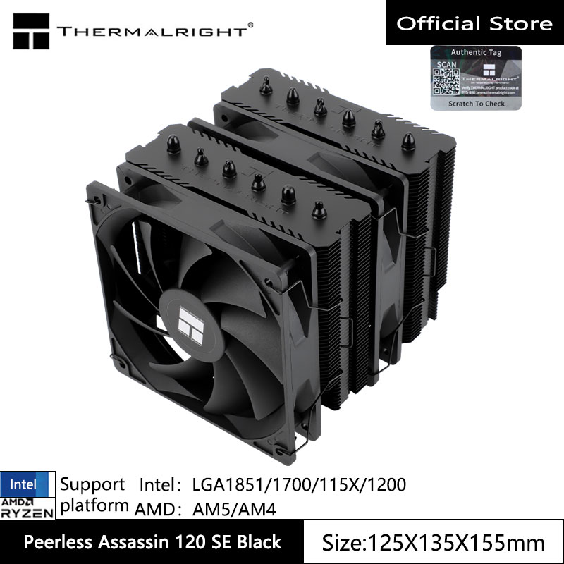 Refrigera como un profesional con el THERMALRIGHT PEERLESS ASSASSIN 120 SE: Disipación térmica avanzada con 6 tubos de calor y compatibilidad AM5/LGA1700 para un rendimiento insuperable