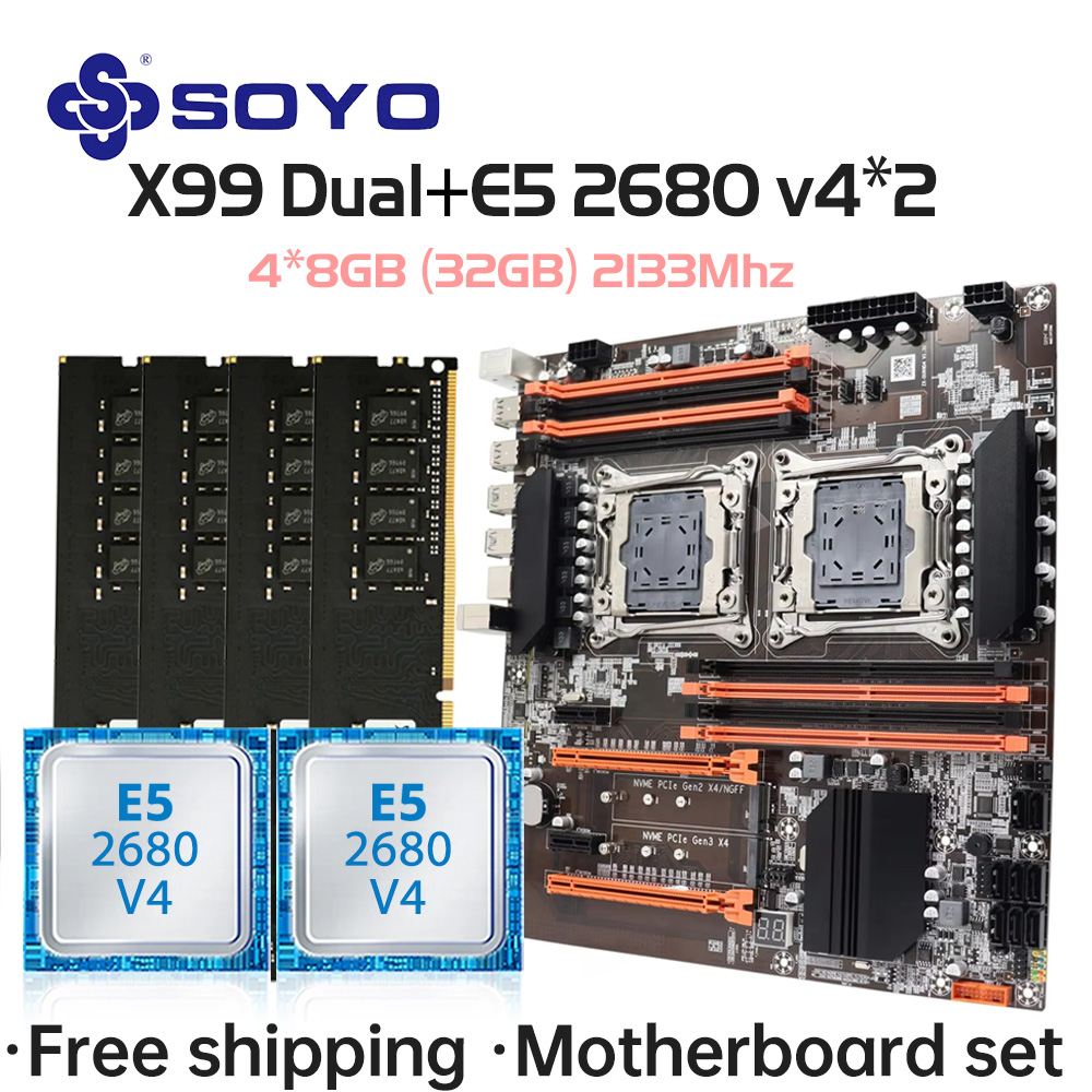 Multiplica tu potencia de cómputo en un 200% con el combo SOYO X99 DUAL CPU: Incluye 32GB RAM y soporte NVMe para gamers y profesionales exigentes.