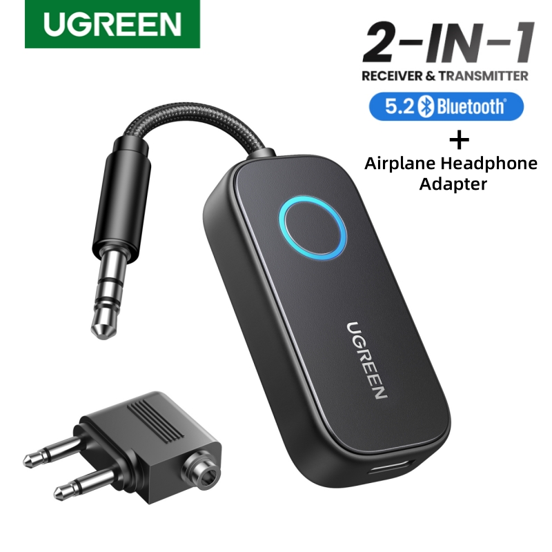 Olvídate de los cables en tus vuelos: el adaptador UGREEN AIRPLANE BLUETOOTH 2-IN-1 te permite disfrutar audio inalámbrico en cualquier TV o avión con conexión de 3.5 mm