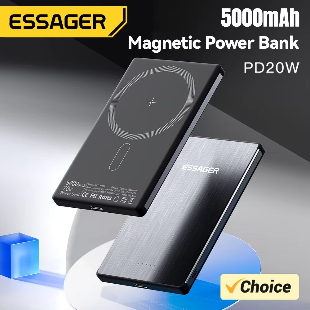 Olvídate de los cables con la ESSAGER PD 20W: La batería magnética más fina del mercado carga tu IPHONE 15/14/13 PRO MAX a velocidad turbo mientras protege tu inversión