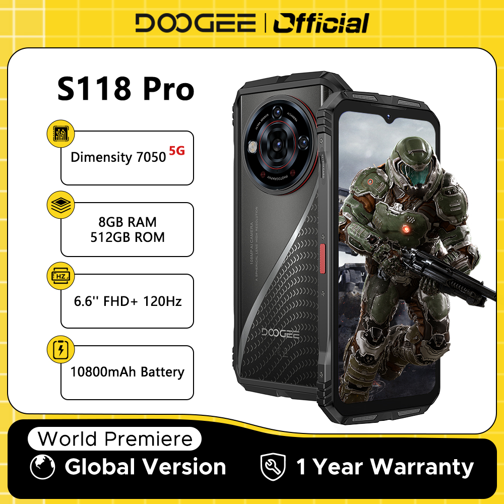 Revive tus aventuras con la resistencia extrema: el DOOGEE S118 PRO 5G combina un diseño indestructible con pantalla de 120Hz y batería de 10800mAh para la máxima duración