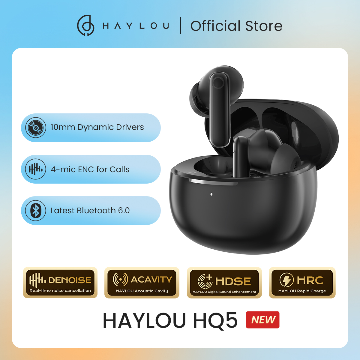Descubre el poder del sonido sin distracciones: los HAYLOU HQ5 te ofrecen cancelación de ruido ANC de -28dB y Bluetooth 6.0 para una experiencia inmersiva en cualquier entorno