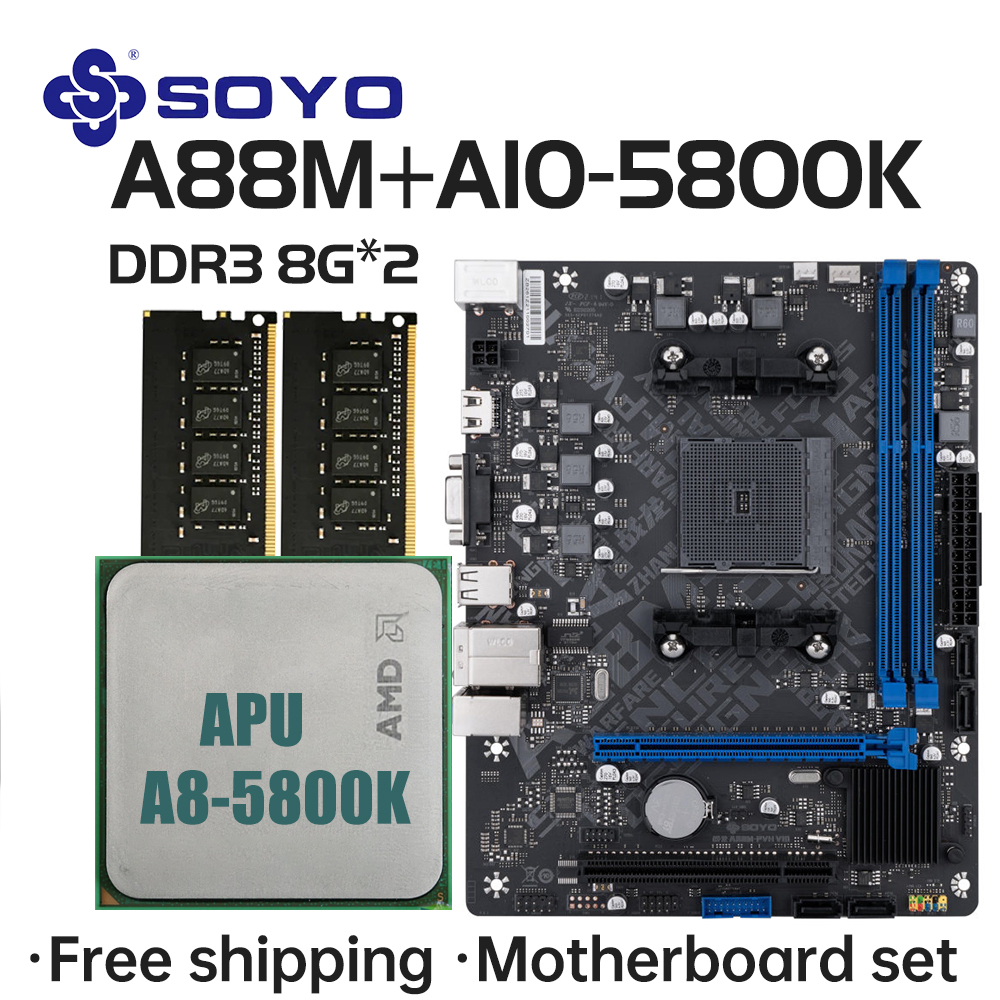 REVOLUCIONA TU PC ANTIGUA con el COMBO SOYO A88M y A10-5800K: Actualización asequible que incluye 16GB RAM para multitarea extrema ¡Y rendimiento garantizado!
