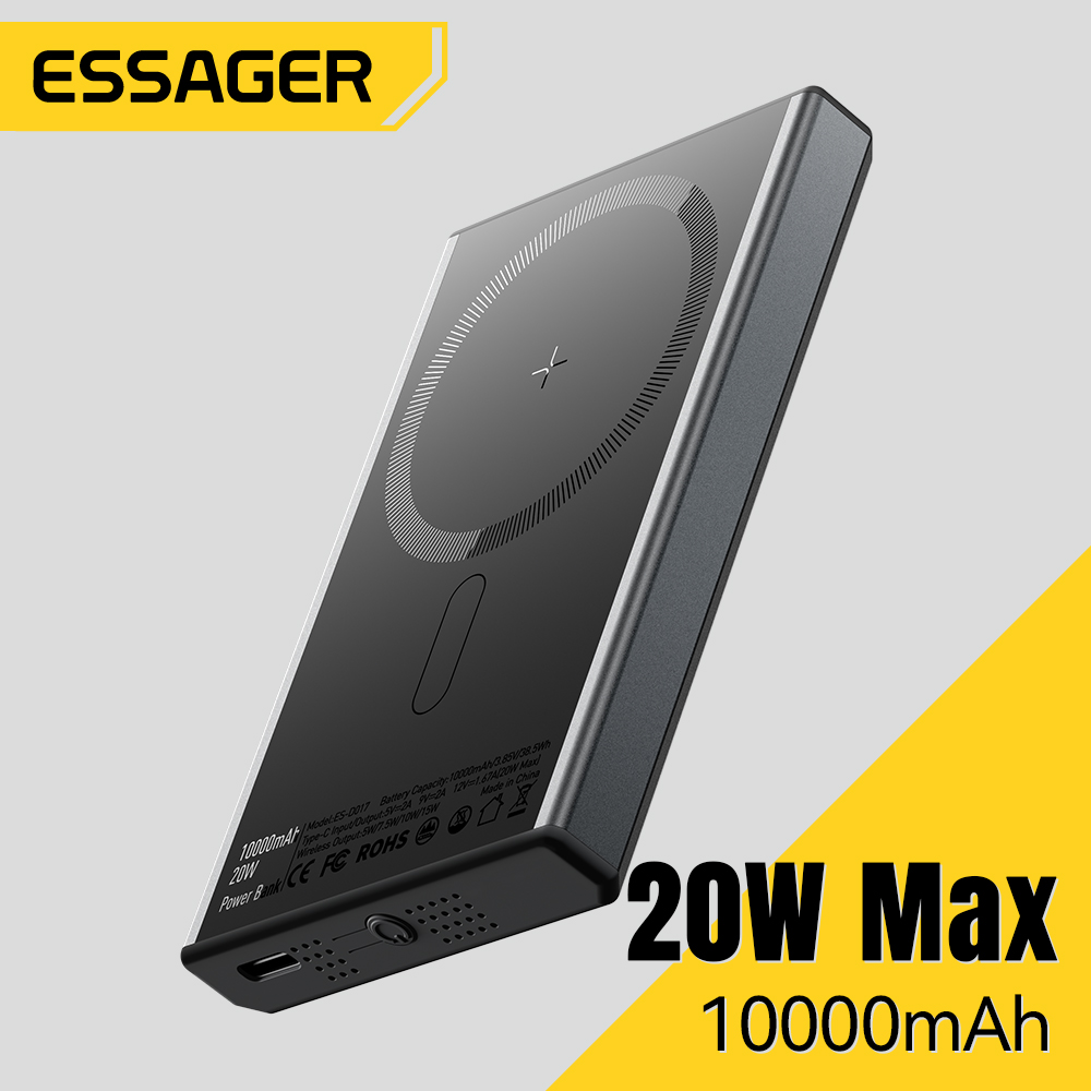 Nunca te quedes sin batería: el ESSAGER THIN MAGNETIC POWER BANK 20W 10000MAH carga tu iPhone 16/15 al instante gracias a su tecnología MagSafe - durabilidad y velocidad en un diseño ultradelgado