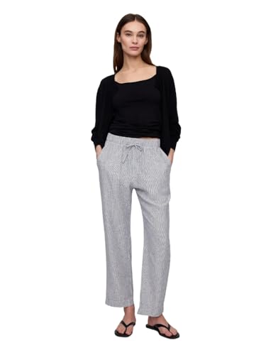 Descubre la comodidad y estilo perfectos para tu día a día: estos pantalones de lino te ofrecen frescura y versatilidad con el GAP EASY LINEN en blanco y azul, ideales para looks casuales o semi formales sin sacrificar elegancia.