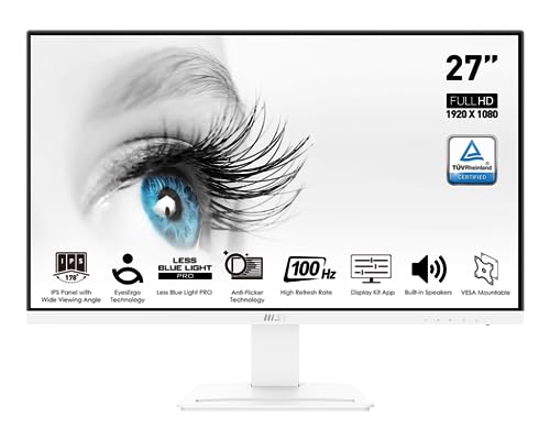 Aumenta tu productividad y disfruta visualmente sin fatiga con el monitor MSI PRO MP273AW: su pantalla IPS de 27 pulgadas y 100Hz garantizan colores vibrantes y fluidez, respaldado por certificación TUV para protección ocular, ideal para trabajo y entretenimiento.