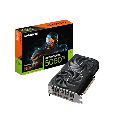 Potencia tu gaming con fluidez extrema y detalles ultra realistas gracias a la tarjeta gráfica GIGABYTE GEFORCE RTX 5060 TI WINDFORCE MAX OC 16G, diseñada para llevar tu experiencia visual al siguiente nivel con tecnología de refrigeración avanzada y memoria GDDR7.