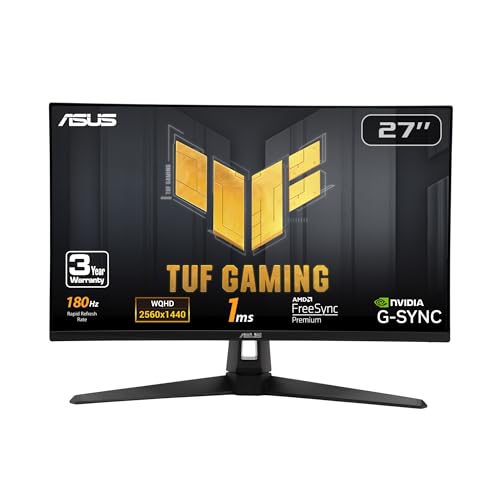 Eleva tu experiencia de juego con fluidez y color excepcionales: El monitor ASUS TUF GAMING VG27AQ3A ofrece 180Hz, 1ms y 130% sRGB para una inmersión total.