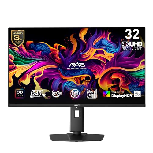 Transforma tu experiencia de juego con una fluidez y nitidez inigualables: el monitor MSI MAG 321UPX QD-OLED combina 4K UHD, 240Hz y HDR True Black para una inmersión total en cada partida.