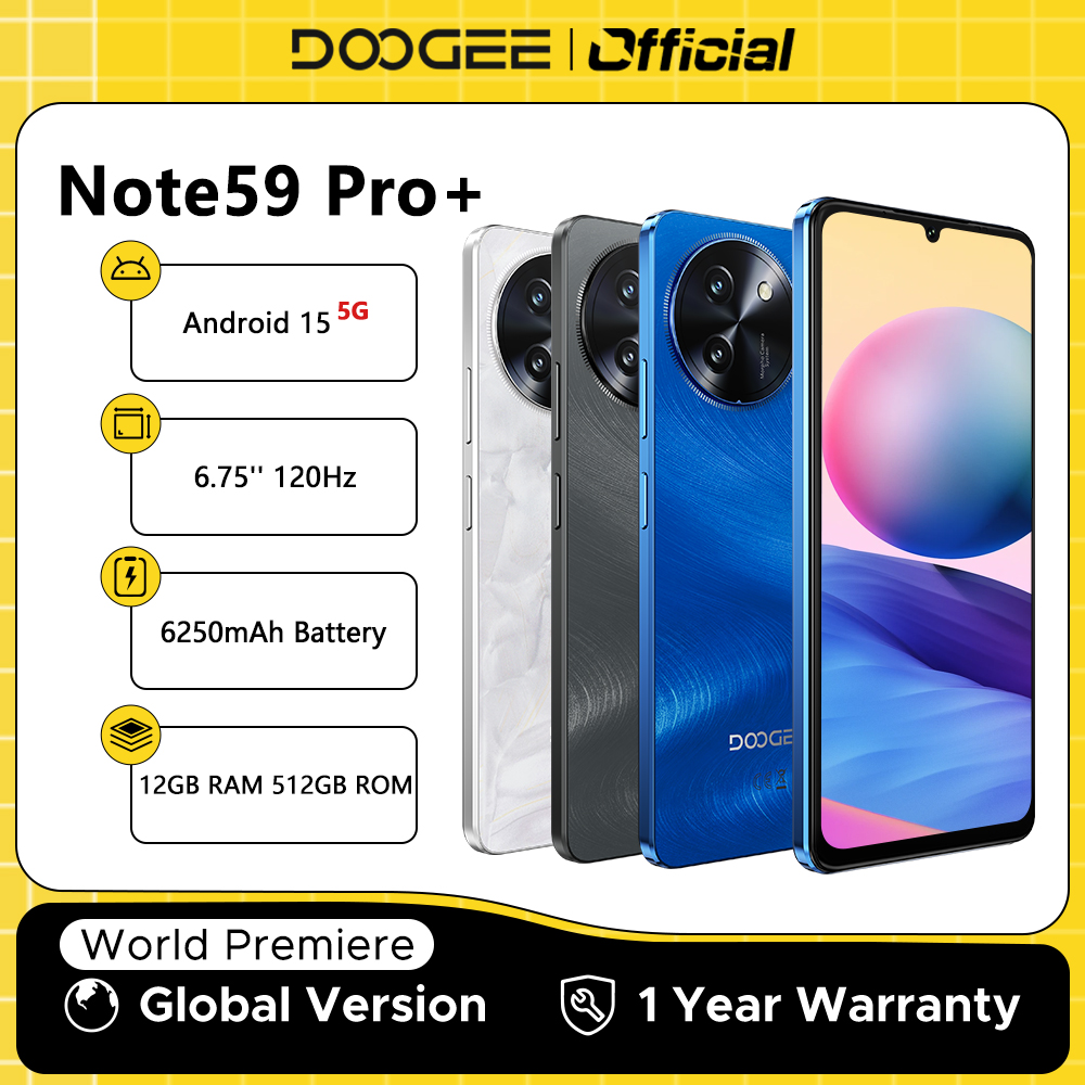 ¡Experimenta Potencia y Durabilidad sin Límites! Descubre el DOOGEE NOTE59 PRO+, el Smartphone con Android 15, Batería de 6250mAh, Pantalla de 120Hz y 12GB/512GB, Diseñado para Resolver tus Necesidades de Rendimiento Extendido y Multitarea Intensa.