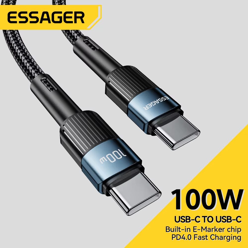 Transforma tu Rutina de Carga con Velocidad y Fiabilidad: Descubre el Cable ESSAGER 100W USB-C PD que Carga Dispositivos como MACBOOK, SAMSUNG y XIAOMI en Minutos, Maximizando tu Productividad sin Interrupciones Cotidianas.