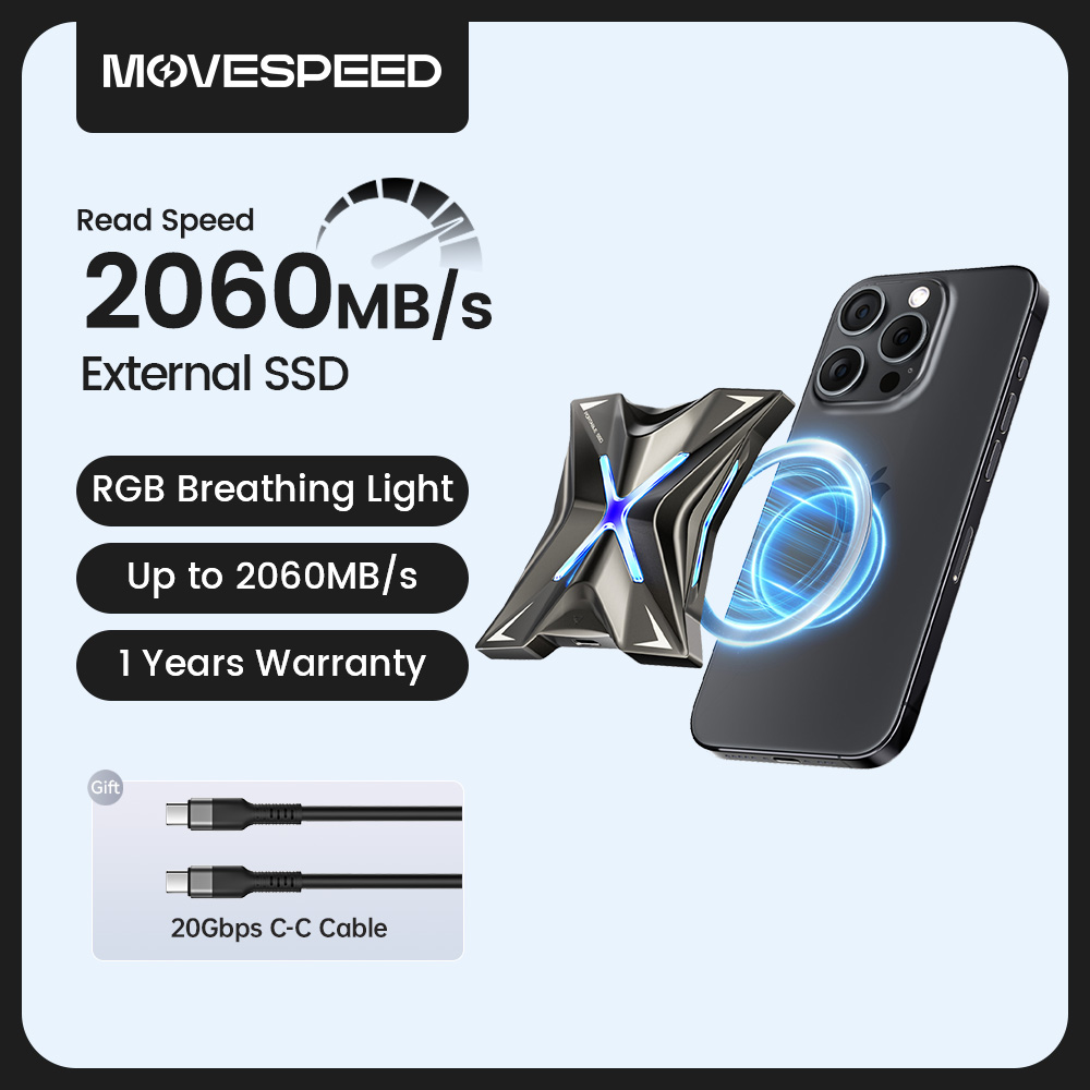 Transforma tu almacenamiento con velocidad ultrarrápida: Descubre cómo el MOVESPEED RX20M ofrece transferencias de 2060MB/s, conectividad USB 3.2 y compatibilidad total para gaming y productividad, garantizando eficiencia en cada uso.
