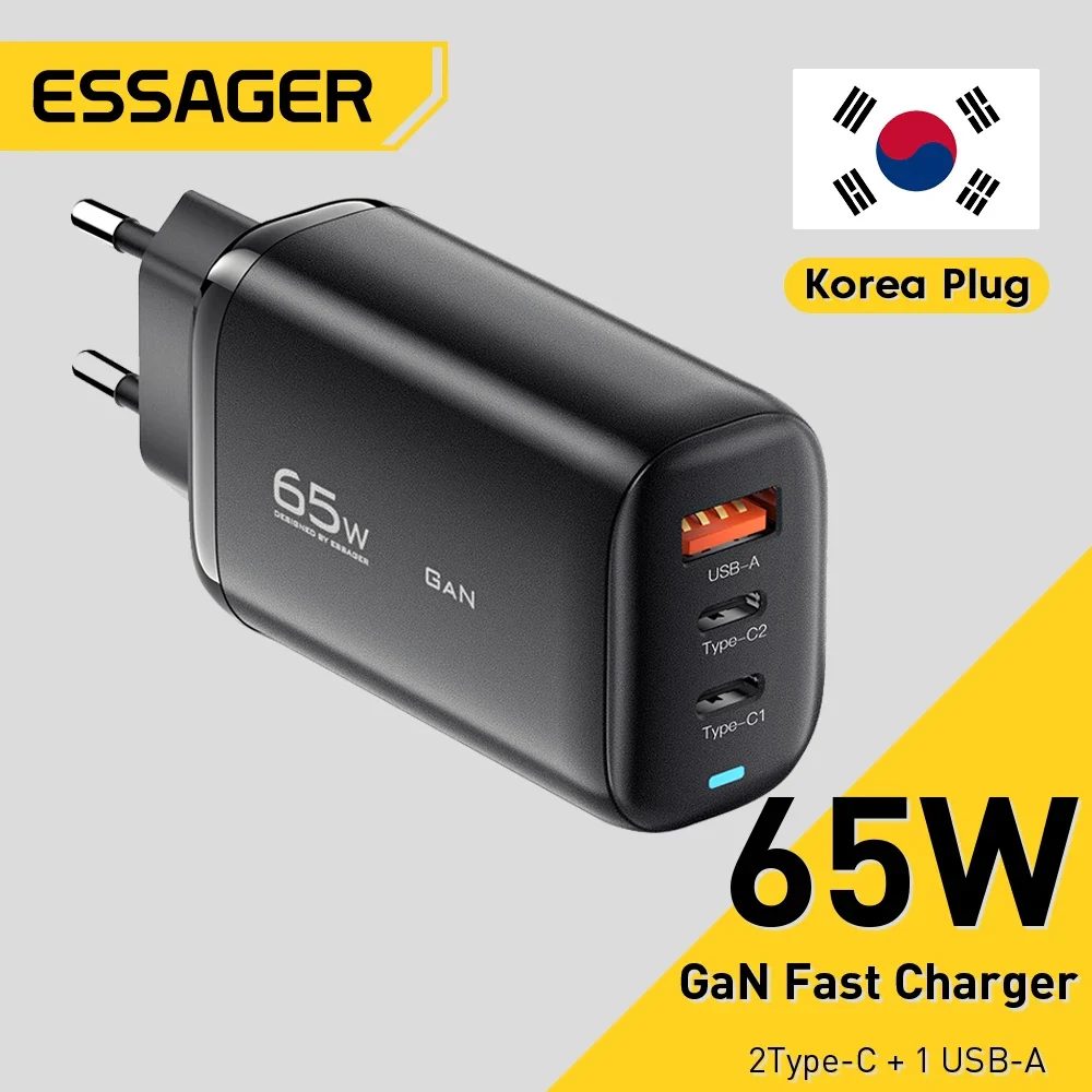 Maximiza tu productividad sin esperas: este cargador GaN de 65W carga todos tus dispositivos a velocidad ultrarrápida, como demuestra el ESSAGER USB-C, ideal para viajeros y usuarios multitarea.