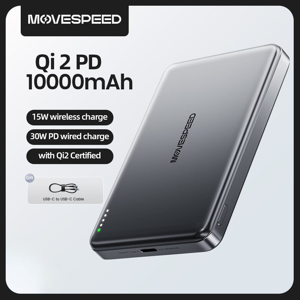Olvídate de los cables con este cargador inalámbrico magnético: carga rápida y perfectamente acoplado para tu iPhone gracias al MOVESPEED P04, tu aliado energético diario.