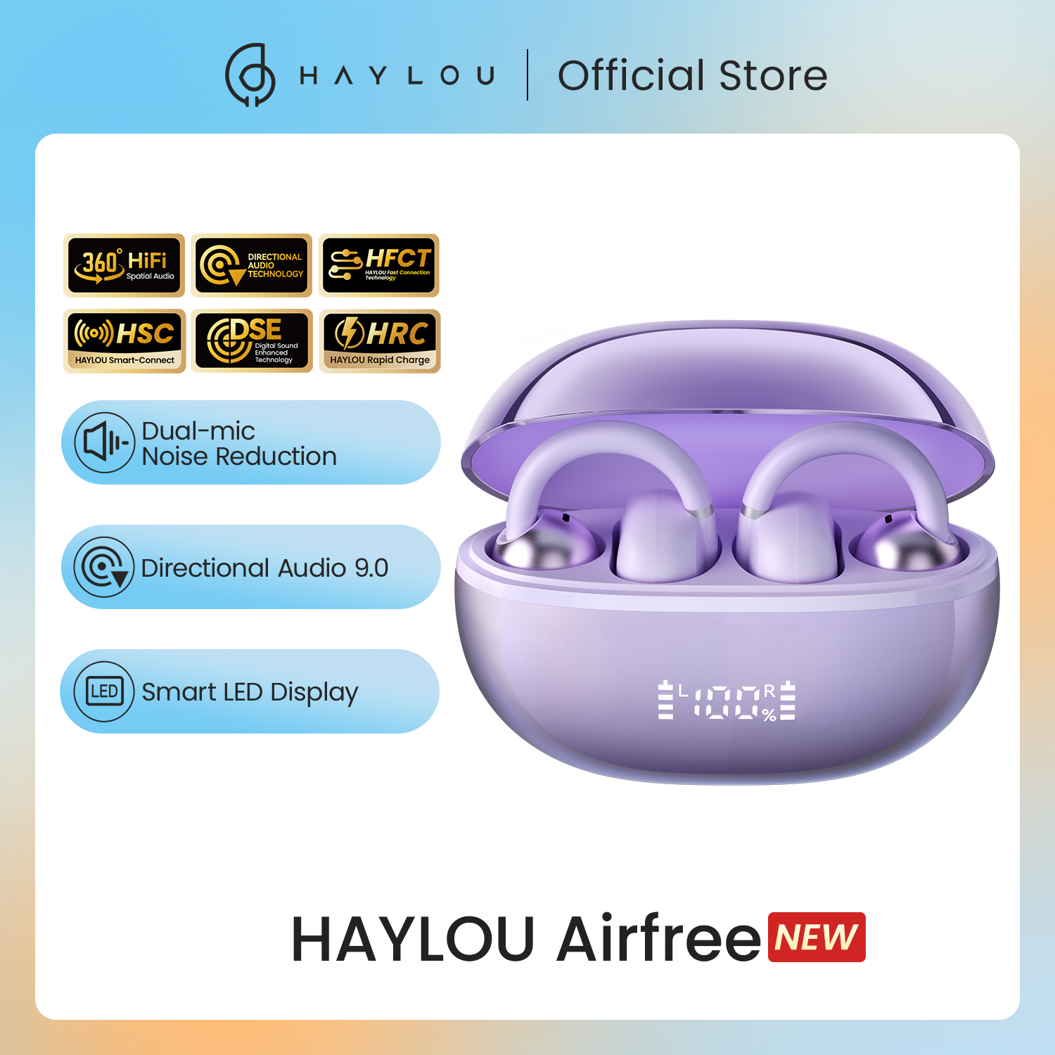 Descubre un sonido inalámbrico sin límites: los auriculares HAYLOU AIRFREE EAR CLIP con Bluetooth 5.4, reducción de ruido IA de doble micrófono y pantalla LED inteligente transforman tu experiencia auditiva en entrenamientos y viajes, maximizando comodidad y rendimiento.