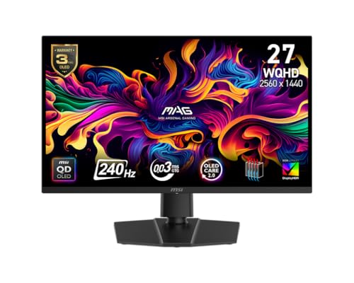Experimenta una inmersión gaming sin precedentes con el monitor MSI MAG 271QP QD-OLED que revoluciona tu configuración con tecnología QD-OLED de 27 pulgadas, resolución QHD 2560x1440 y frecuencia de 240Hz para una fluidez extrema en los juegos más exigentes del mercado actual.